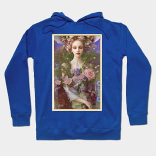 Flowers botanical art painting of a girl goddess or a pagan green witch Hoodie